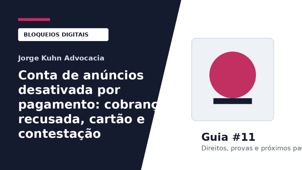 Conta de anúncios desativada por pagamento: cobrança recusada, cartão e contestação